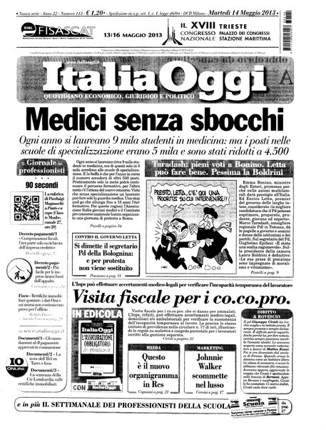 Italia oggi : quotidiano di economia finanza e politica